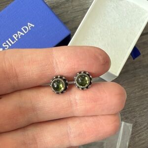 SILPADA Green Peridot Sterling Silver Stud Earrings P1401  Retired